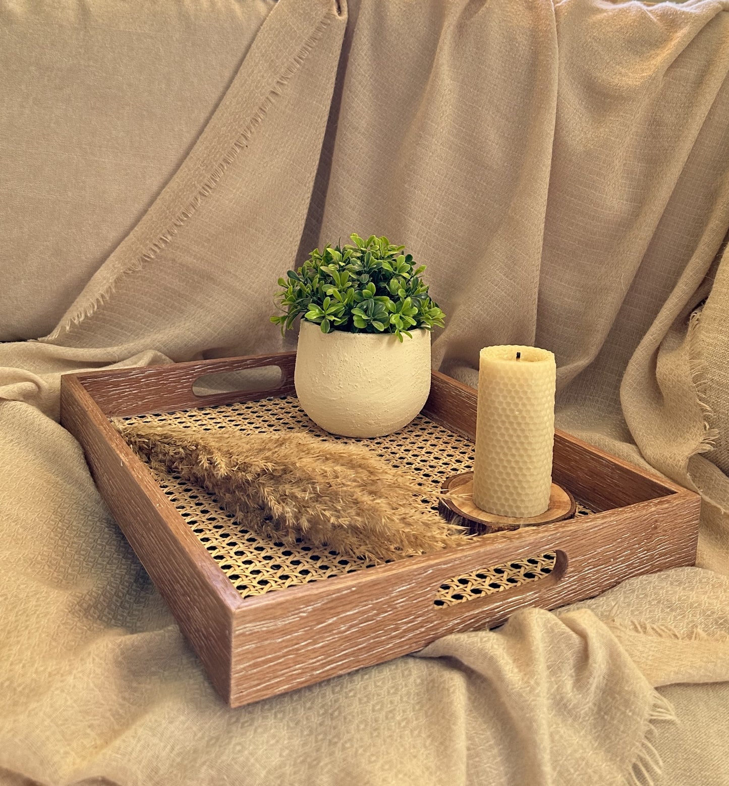 Oak Cané tray